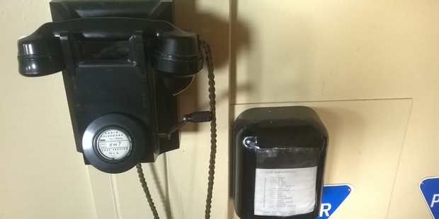 An old telephone inside Hillary's Hut at Scott Base. Photo / Jamie Morton
