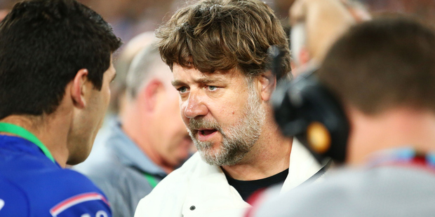 Russell Crowe at the 2014 NRL grand final. The actor admitted his "banter" went too far. Photo / Getty Images