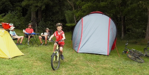 The Kusab family camping at the Hunua Ranges. Photo / Supplied