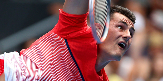 Tomic in full flow against Istomin. Photo / Getty Images