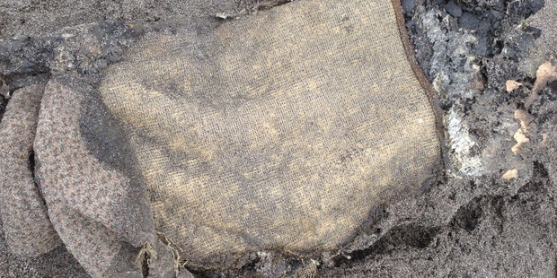 A piece of the wreckage of Pee Jay V that sunk of the coast of Whakatane after setting on fire