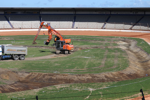 Work continues this week on turning ASB Baypark into a jet sprint course. Photo/John Borren