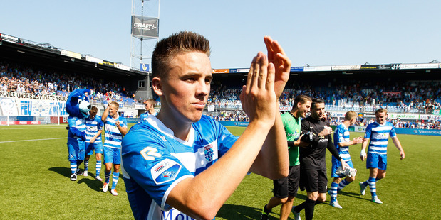 (L-R) Ryan Thomas of PEC Zwolle during the Dutch Eredivisie match between PEC Zwolle and FC Twente at the IJsseldelta stadium on August 23, 2015 in Zwolle. Photo / Getty Images.