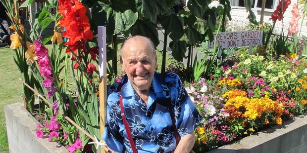 Trevor Rowe with his impressive garden.