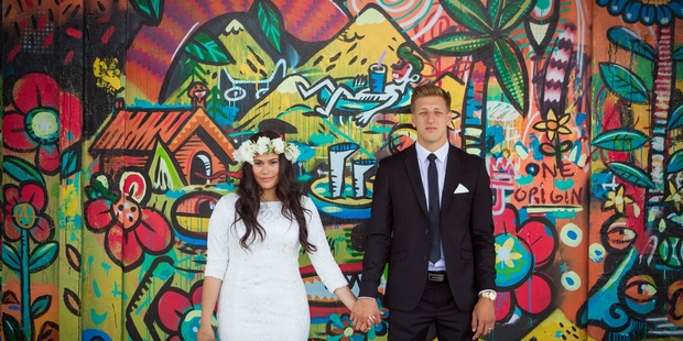 Both knew the haka was planned - Benjamin had asked his best man to organise it. Photo / Stacey Leah Photography
