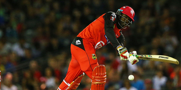 Chris Gayle hit a 50 off just 12 balls. Photo / Getty