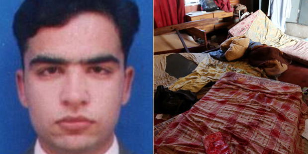 Chemistry lecturer Syed Hamid Husain's bravery allowed his students to flee Taliban militants. Right, one of dormitories where the attackers opened fire. Photos / Supplied / Getty Images