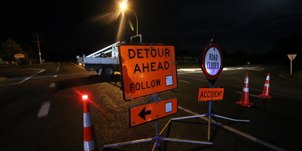 Emergency services closed the road following the crash. Photo / Daniel Hines