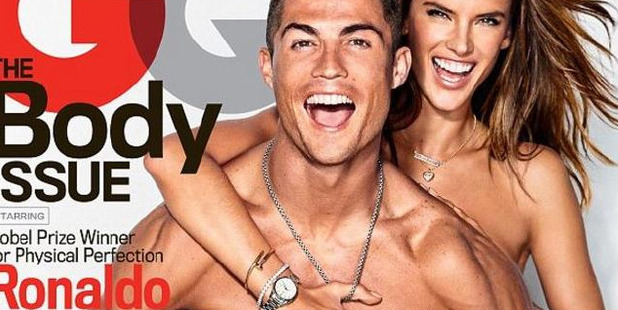 Cristiano Ronaldo and Alessandra Ambrosio strip off for GQ magazine. Picture: GQ