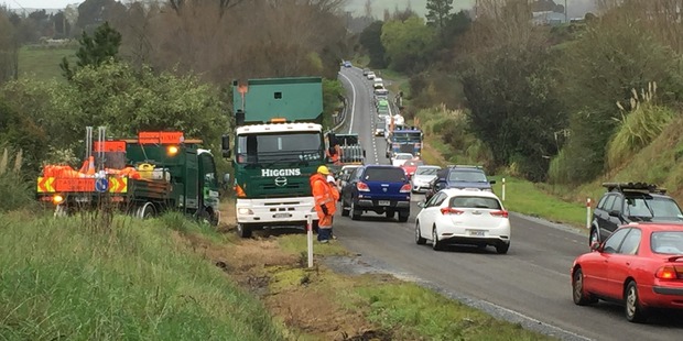 Traffic is moving again as contractors clear the site of the two-car crash at Eskdale. PHOTO/WARREN BUCKLAND