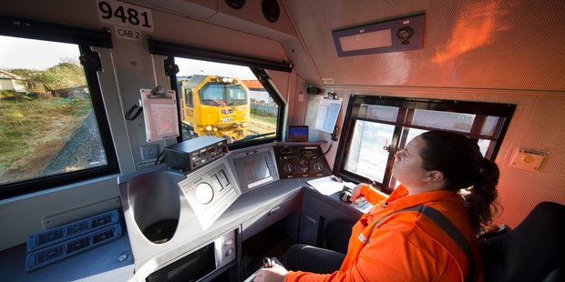 Hamilton-based locomotive engineer tina Flack, one of the drivers involved in KiwiRail's fuel -saving programme. Photo / Brendon O'Hagan