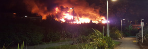 At its height 26 crews with more than 100 firefighters were at the Henderson blaze. Photo / Facebook