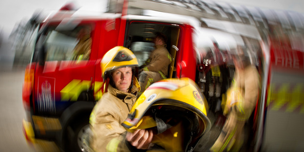 Dean Woodgate and the Rotorua Fire Service's Brown Watch are auctioning off the opportunity to become a firefighter for a day. Photo/Stephen Parker