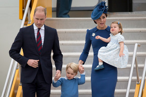 Prince William and Kate, the Duke and Duchess of Cambridge, along with their children Prince George and Princess Charlotte arrive in Canada. Photo / AP