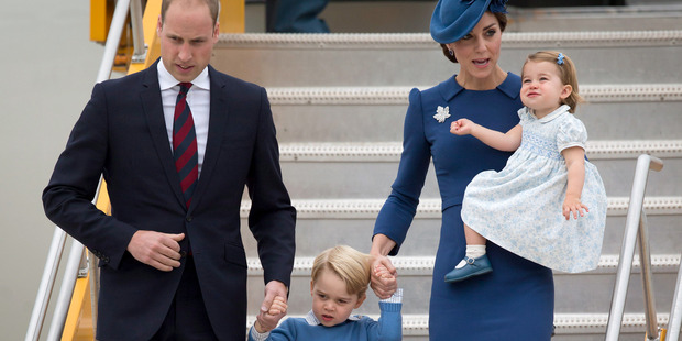 Prince William and Kate, the Duke and Duchess of Cambridge, along with their children Prince George and Princess Charlotte arrive in Canada. Photo / AP