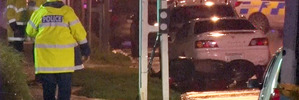 A fleeing motorcyclist is dead after crashing into a parked car at the Royal Oak Roundabout, Auckland, New Zealand. Photo/SNPA