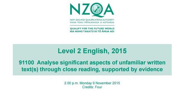 Data shows a paper asking students to respond to "unfamiliar texts" was the most unpopular of all three English exams on offer at NCEA Level 2 last year.