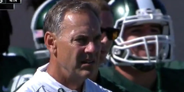 First you see him...Michigan State Spartans coach Mark Dantonio.