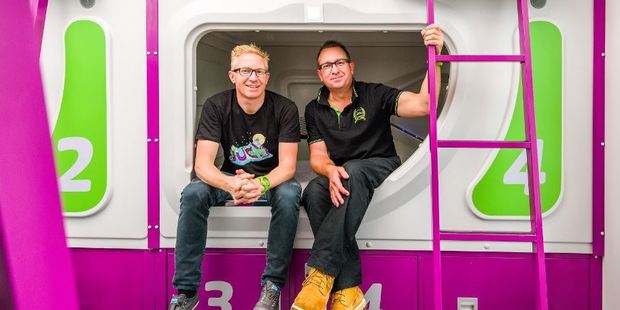 Left to right: Jucy owners and brothers Dan Alpe and Tim Alpe.
