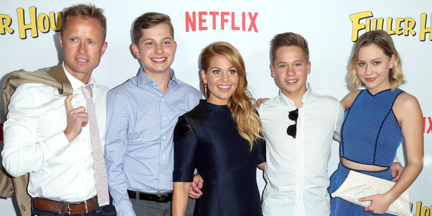 (L-R) Professional hockey player Valeri Bure, Lev Valerievich Bure, actress Candace Cameron-Bure, Maksim Valerievich Bure, and Natasha Valerievna Bure. Photo / Getty