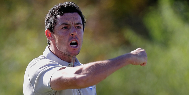 Rory McIlroy was fired up following a day of inappropriate heckling from golf fans at the Ryder Cup. Photo / Getty