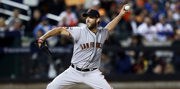 Madison Bumgarner pitches in the National League Wild Card game at Citi Field. Photo / Getty Images