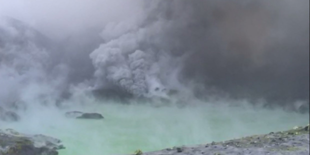 A still from video shot on White Island September 13 this year as the volcano erupts. Photo / Supplied