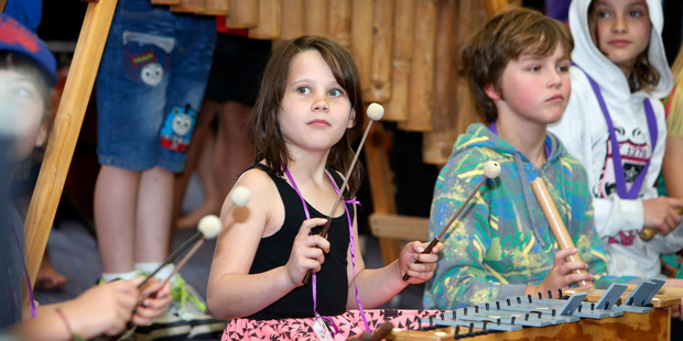 Kaylee Barber, Marley Halliday and Rebekah Clifton keep the beat going
