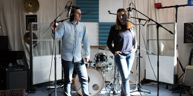 Zaryd and Cass in the studio. Photo / Roberta Thornley