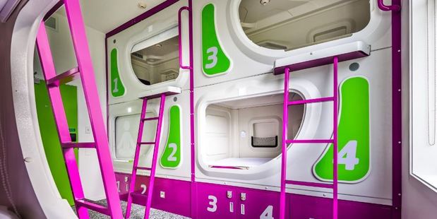 The first Jucy Snooze pod-style hotel at Christchurch Airport is set to open on November 1.