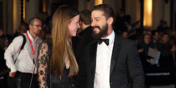 Mia Goth amd Shia LeBeouf attend the closing night Gala screening of "Fury" during the 58th BFI London Film Festival. Photo / Getty