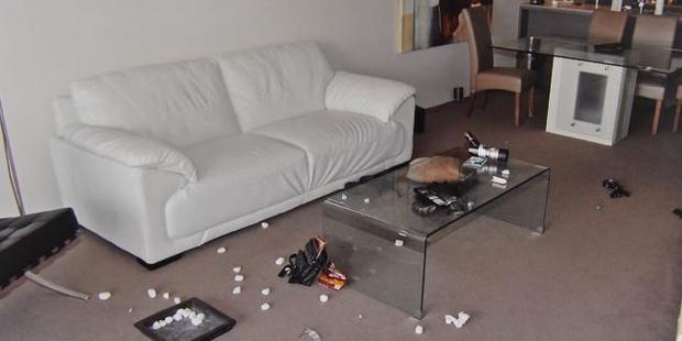 Police photograph of Gable Tostee's 14th floor Surfers Paradise apartment. Photo / Supplied