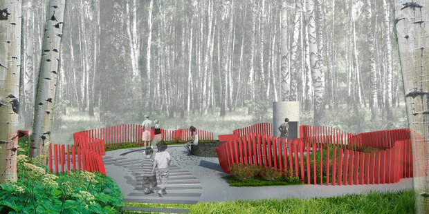 Plans by Kiwi landscape architecht Cathy Challinor for a memorial garden at Passchendaele in Belgium. Photo / Supplied