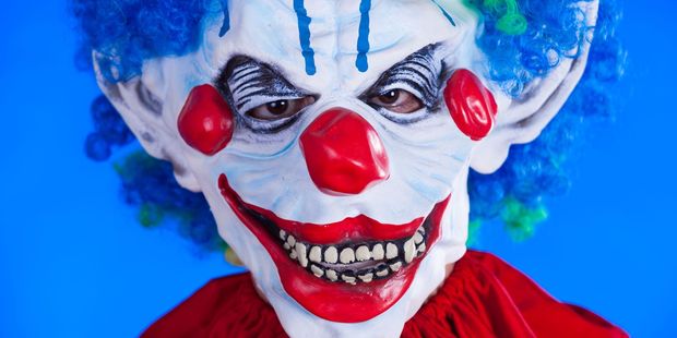 A creepy clown was spotted peering out from behind a shelf at the University of Auckland. Photo / File