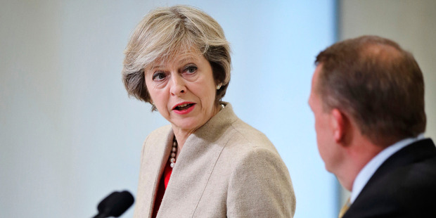 'Submarine May' is how Oliver describes the now Prime Minister as she took a long time to decide on which way to lean. Photo / AP