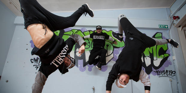 World champion break dancers, The Bradas dance crew members Riley Bourne, Nathan Kara and Connor Muller. Photo / Nick Reed