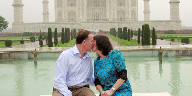 Prime Minister John Key and his wife Bronagh in front of the Taj Mahal, Agra, 2011. Credit: NZPA / Amelia Romanos.