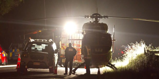 Police at a cordon on Onepu Springs Road near Kawerau in march. Photo: File