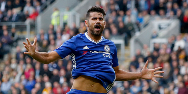 Chelsea's Diego Costa celebrates scoring a goal. Photo / AP