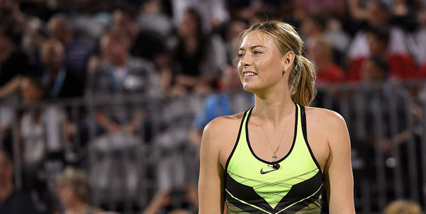 Tennis player Maria Sharapova smiles during the World TeamTennis Smash Hits charity tennis event benefiting the Elton John AIDS Foundation at Caesars Palace. Photo / Getty