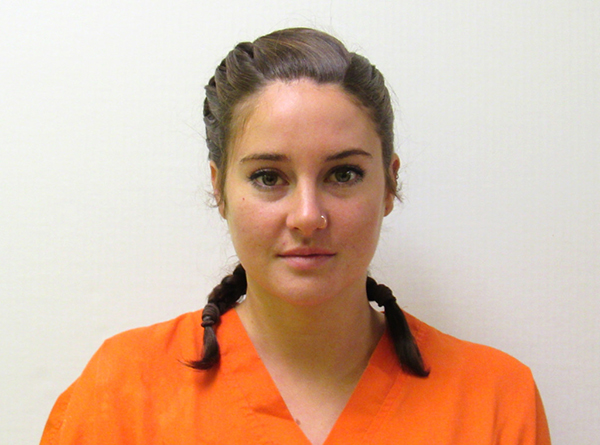 Actress Shailene Woodley's mug-shot. Photo / Morton County Sheriff
