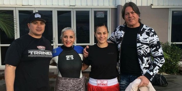 Sade Waikato with Michael Dciple Leau, Hannah Tamaki, and Bishop Brian on the day she was baptised. Photo / Sade Waikato Facebook