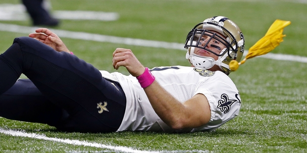 New Orleans Saints quarterback Drew Brees threw for 465 yards and four touchdowns against the Carolina Panthers. Photo / AP
