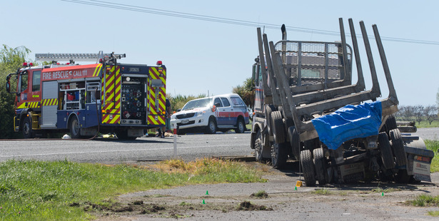 Martin Ferry's truck and a logging truck collided in the Bay of Plenty about a week ago. Photo / Alan Gibson
