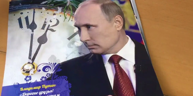 Putin honours the Russian Revolution. Photo / via Twitter