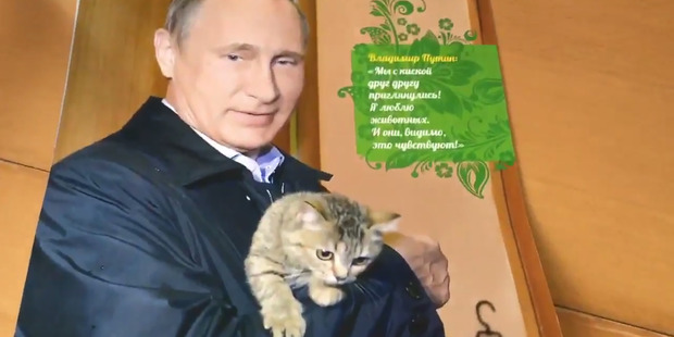 Russian Prime Minister Vladimir Putin shows a softer side. Photo / via Twitter
