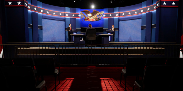 The stage is set in Las Vegas for some tough questions for the Democratic nominee from Fox News anchor Chris Wallace. Photo / AP