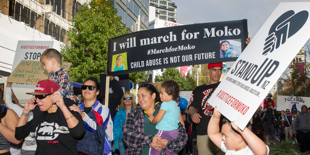 Marchers in May sought justice for the death of toddler Moko Rangitoheriri - but agencies fear other victims of violence may be scared to seek help because of new funding rules. Photo / Nick Reed
