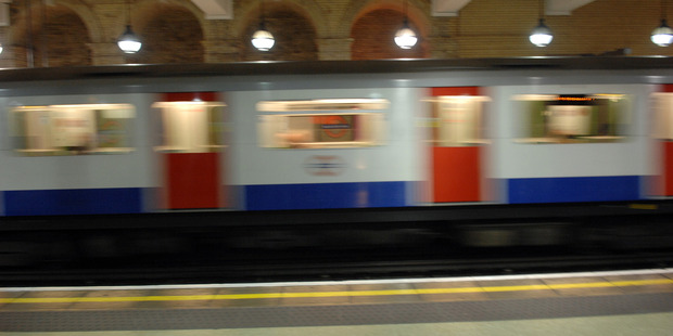 London Underground train, Gloucester Road Station, London.