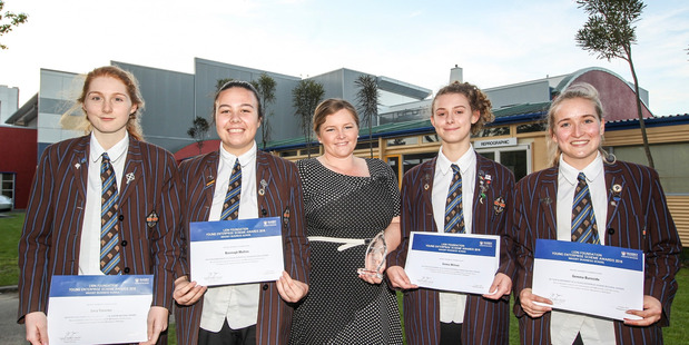 Healthy eats: From left, Emma Wilson, Brennagh Mullins, Sophie Hay, Lucy Treseder and Gemma Burnside, from Ruff Tuckers, won company of the year at the Young Enterprise Scheme regional awards. Photo/Paul Taylor